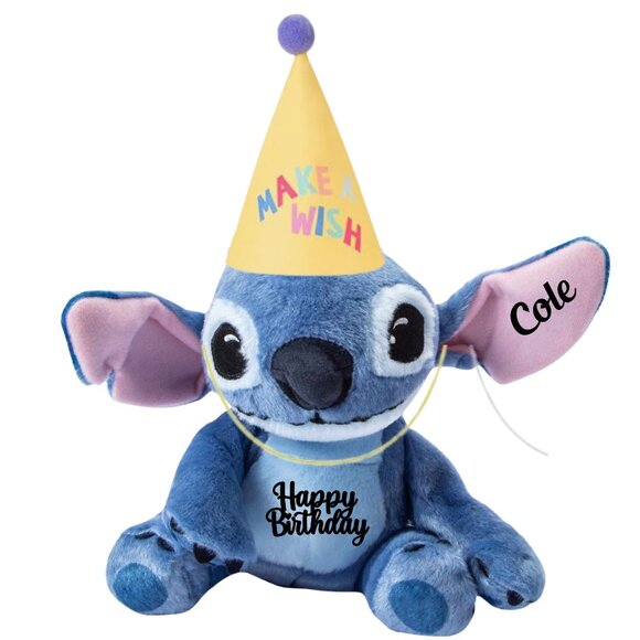 Personalized Authentic Disney Stitch: "Happy Birthday" With Birthday Hat - Picture 4 of 4